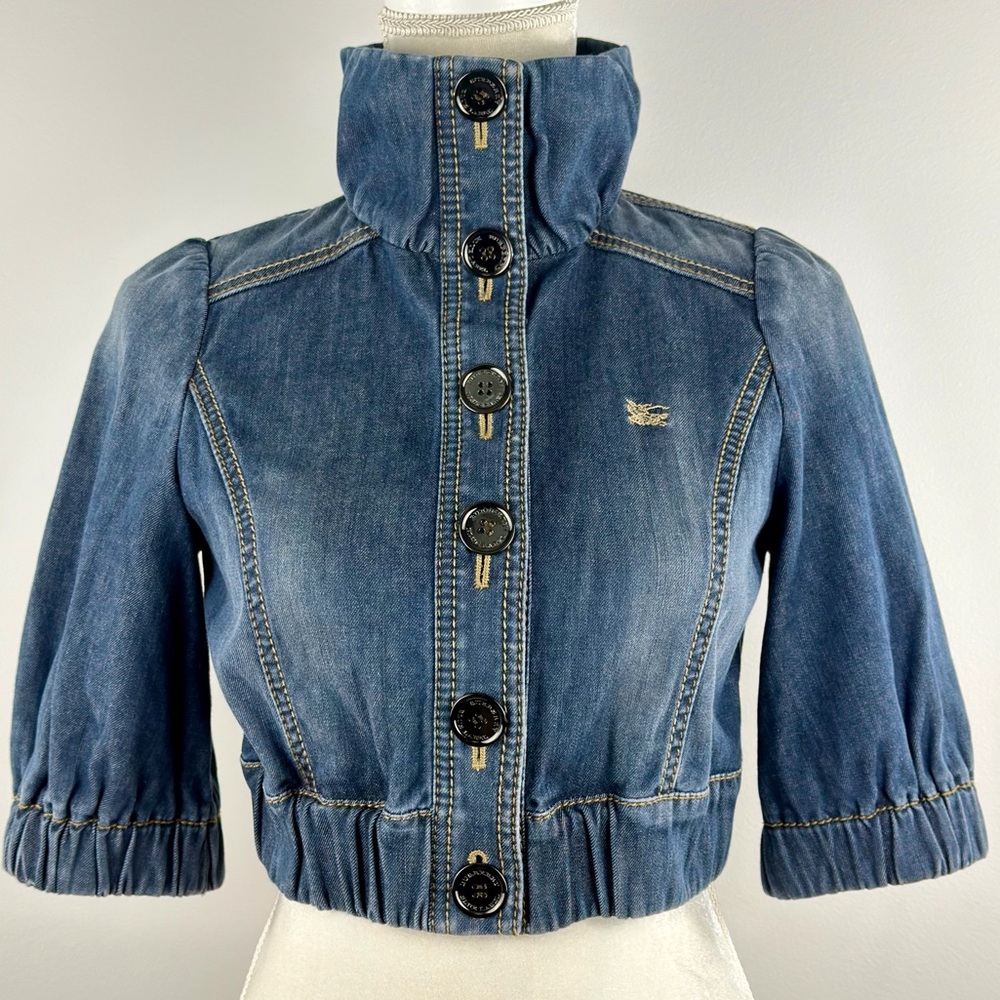 Burberry London Blue Label Women’s Cropped Blue Denim Jacket Size 38